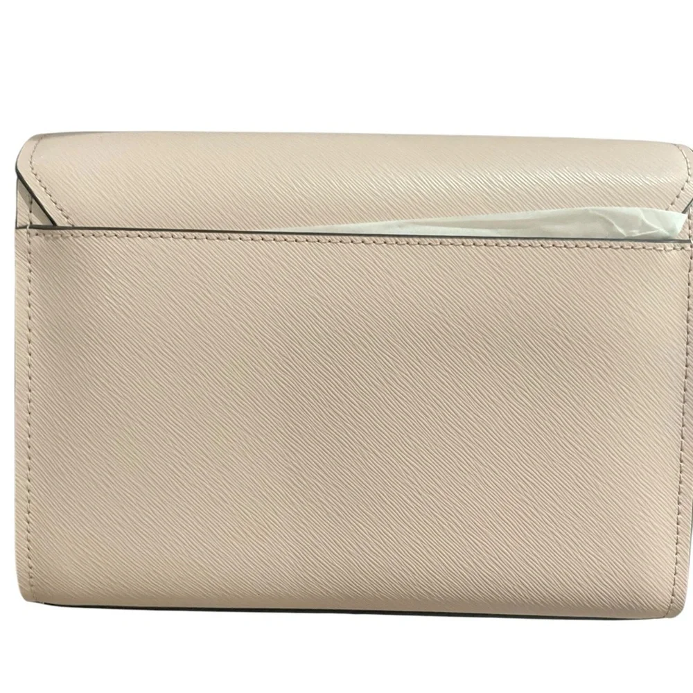 Michael Kors Powder Blush Medium Flap Messenger Leather Bag with Gold Logo